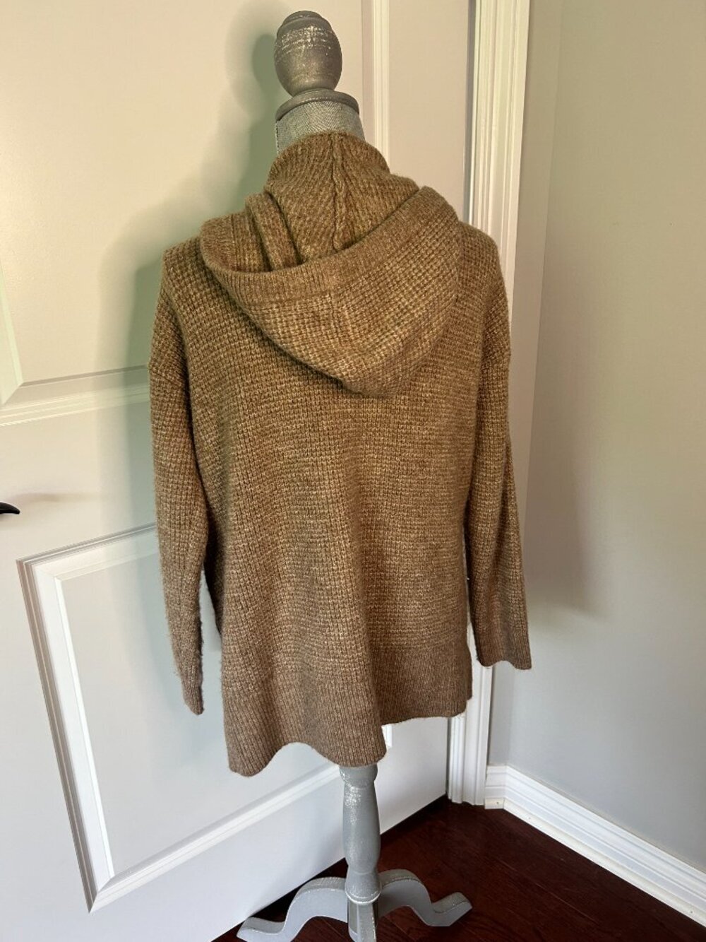 Lou & Gray Brown Waffle Knit Zip Up Hooded Sweater Size M EUC - Picture 3 of 3